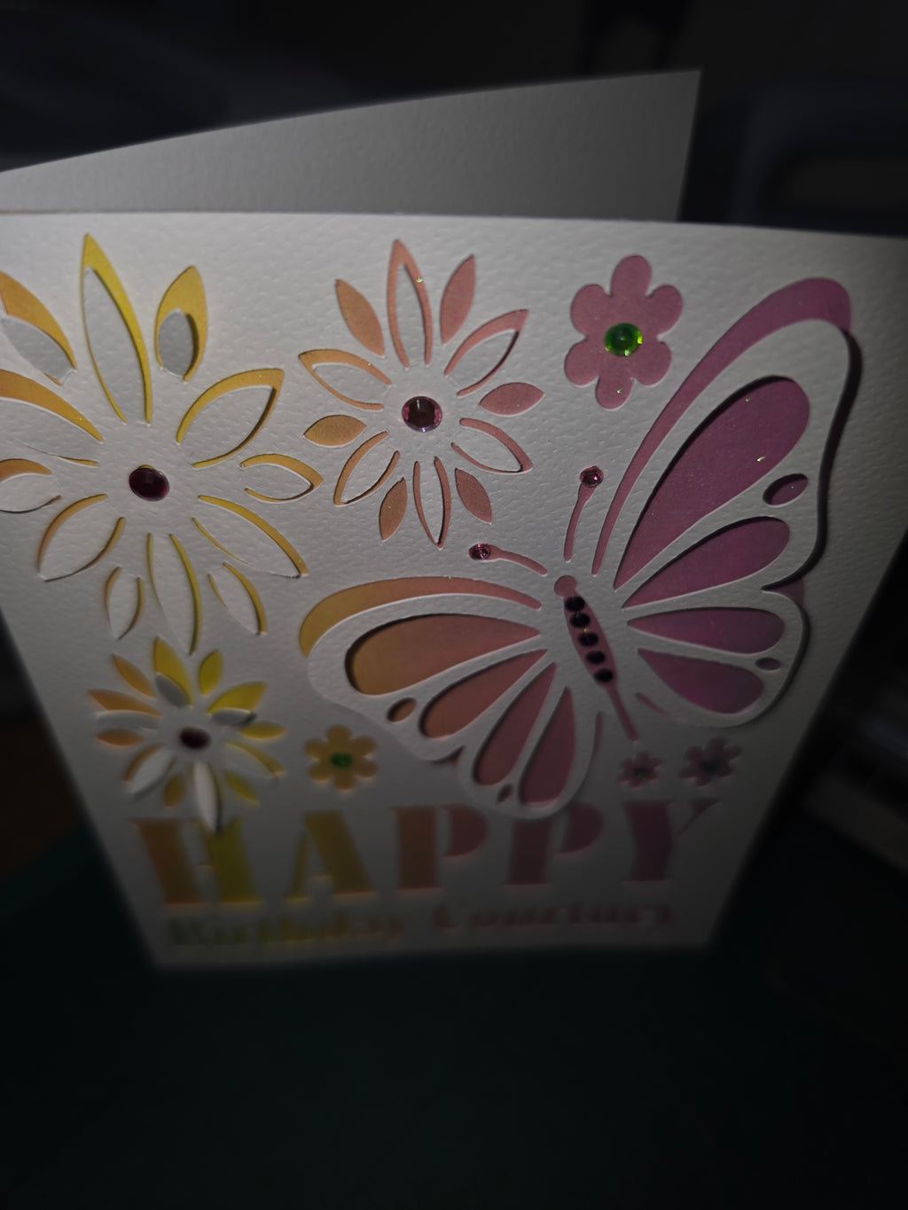 Personalised 3D Butterfly Birthday Card – Handmade Glitter Card with Name – Luxury Birthday Card for Her