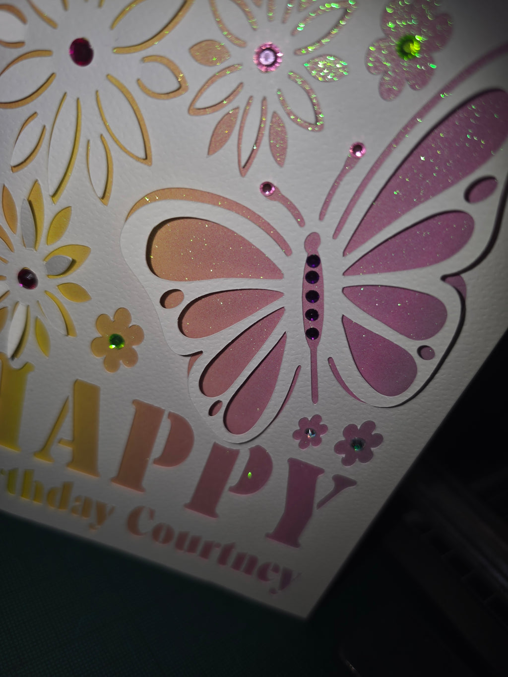 Personalised 3D Butterfly Birthday Card – Handmade Glitter Card with Name – Luxury Birthday Card for Her
