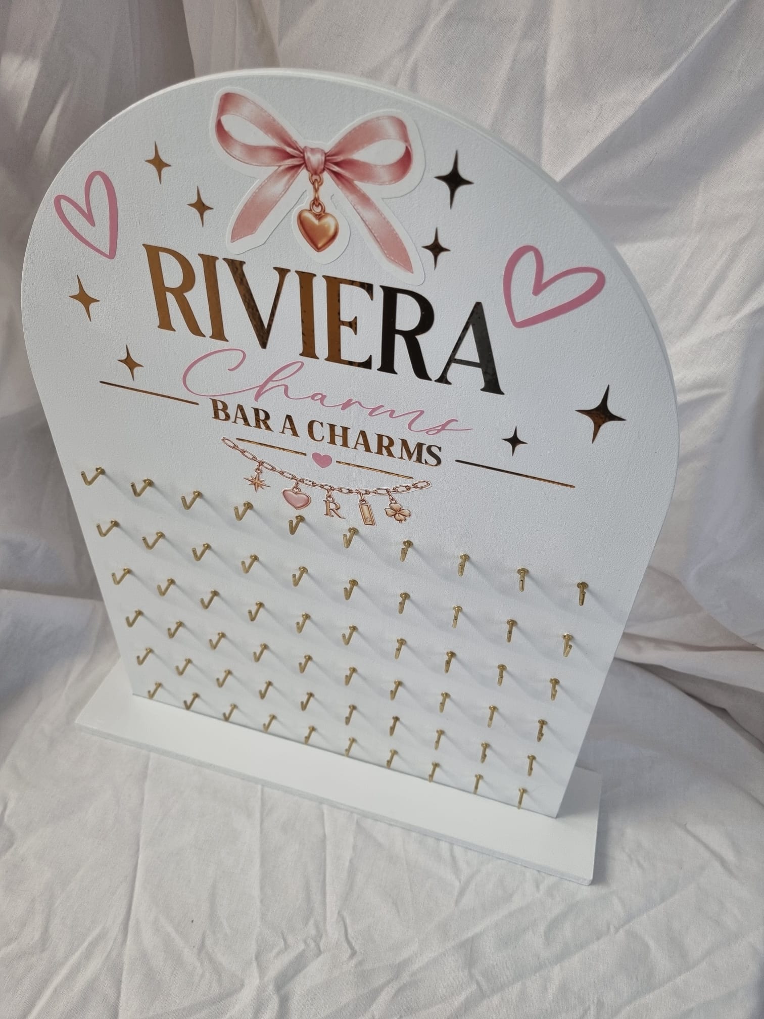 Personalised Charm Bar Display Stand | Custom Jewellery Display Board | Bracelet & Necklace Charm Holder | Small Business Display