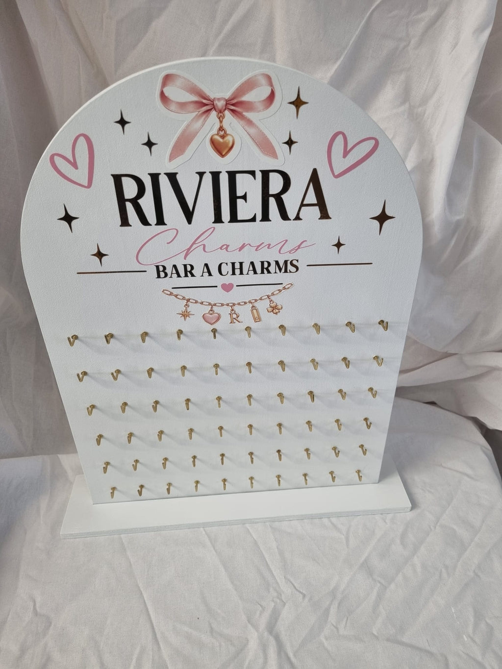 Personalised Charm Bar Display Stand | Custom Jewellery Display Board | Bracelet & Necklace Charm Holder | Small Business Display