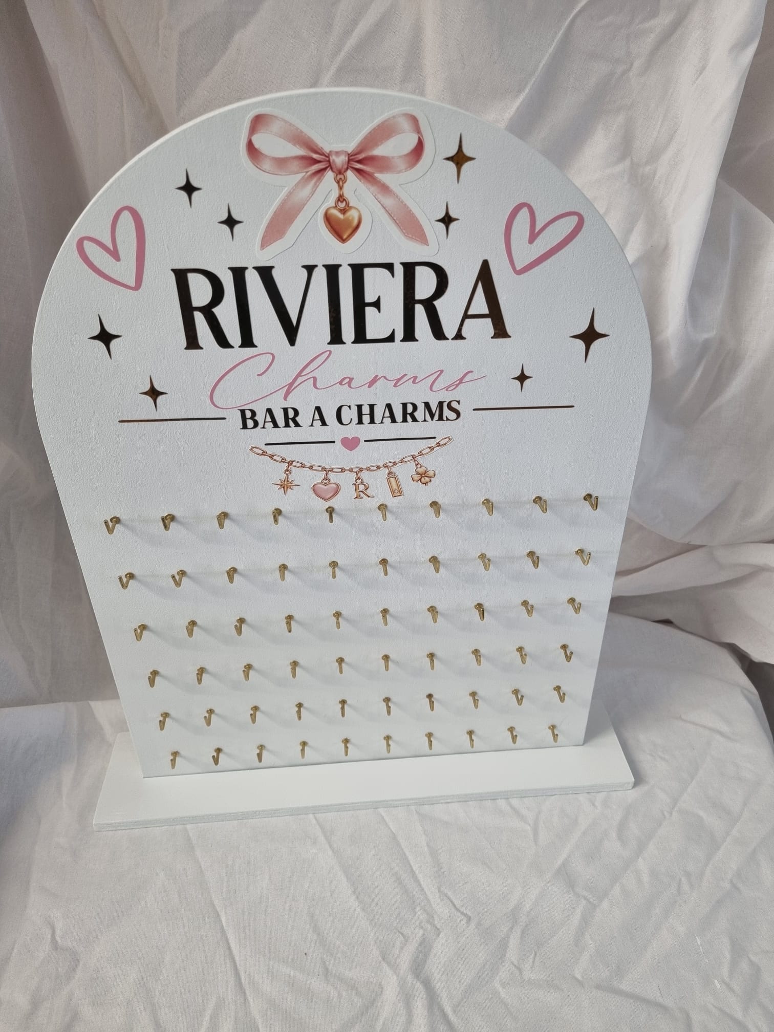 Personalised Charm Bar Display Stand | Custom Jewellery Display Board | Bracelet & Necklace Charm Holder | Small Business Display