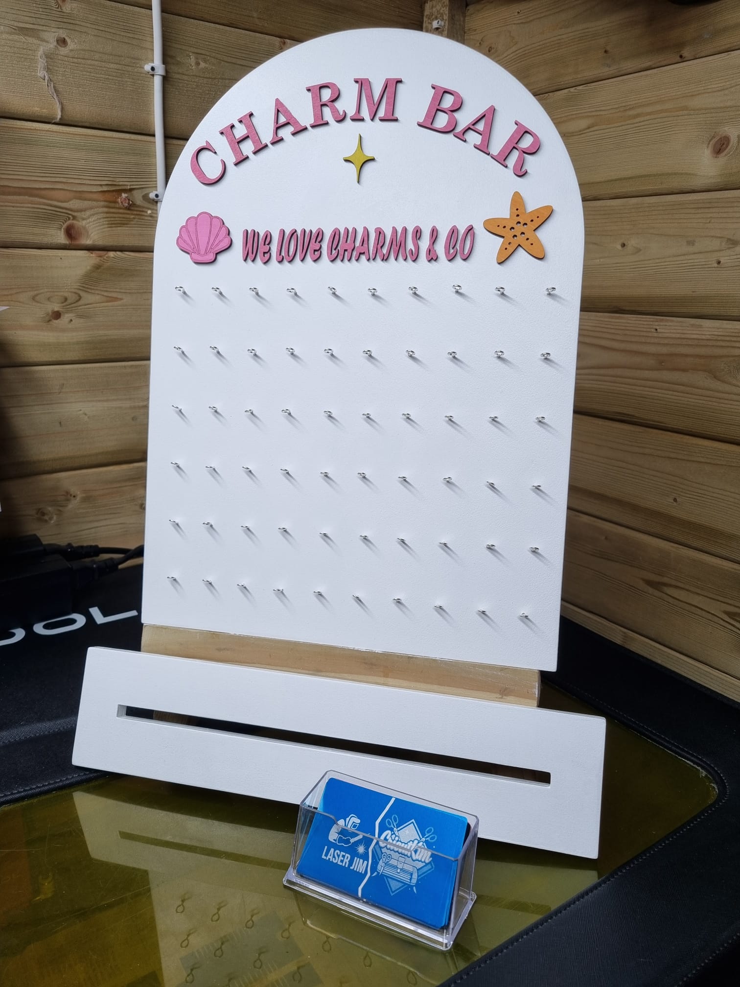 Personalised Charm Bar Display Stand | Custom Jewellery Display Board | Bracelet & Necklace Charm Holder | Small Business Display