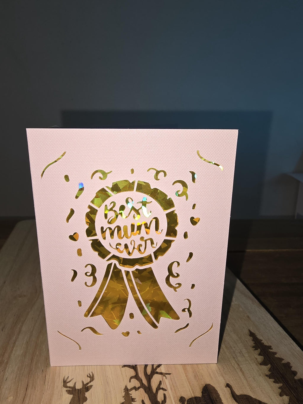 Laser-Cut Mum Card: Handmade Cardstock Greeting