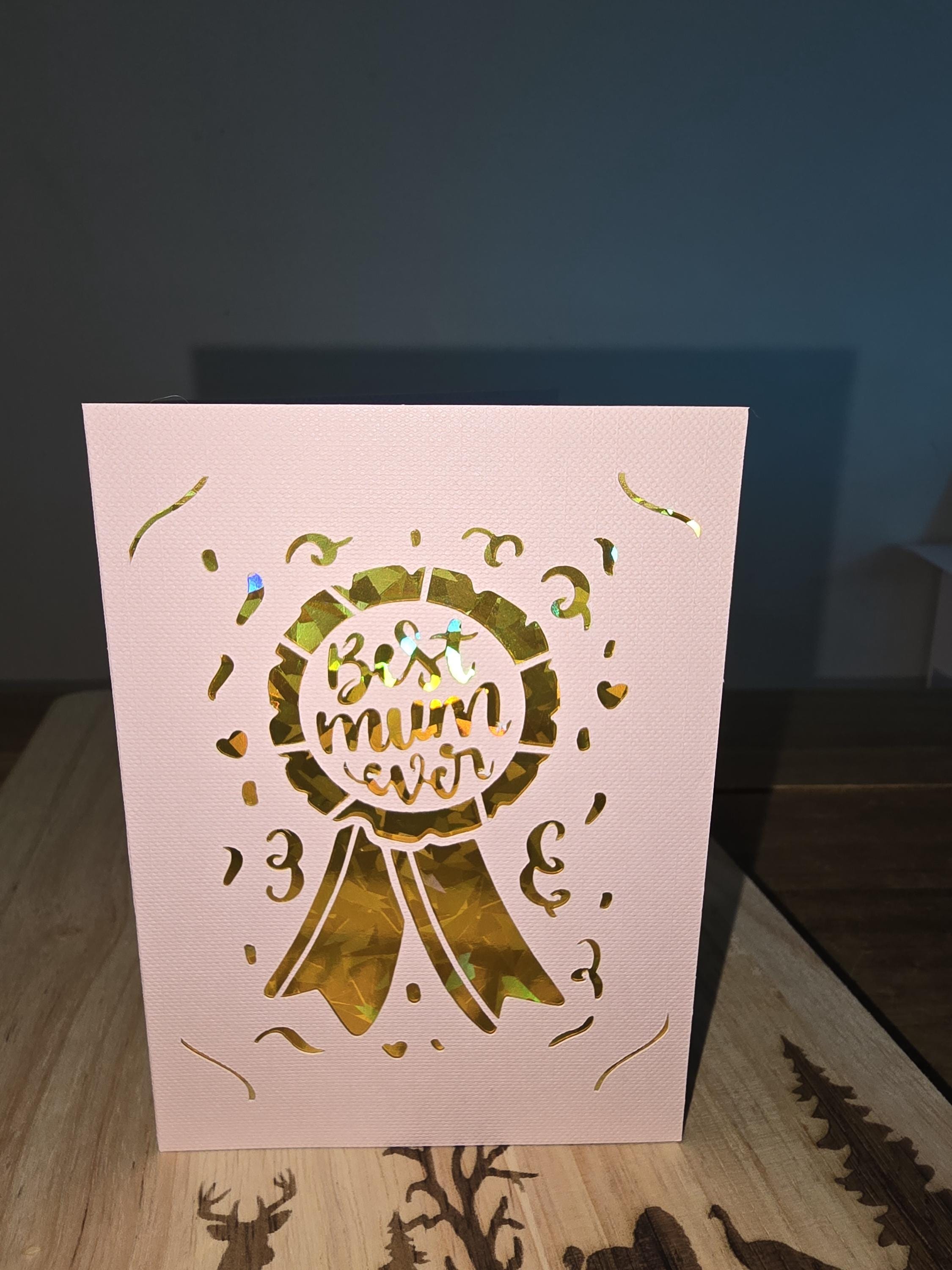 Laser-Cut Mum Card: Handmade Cardstock Greeting