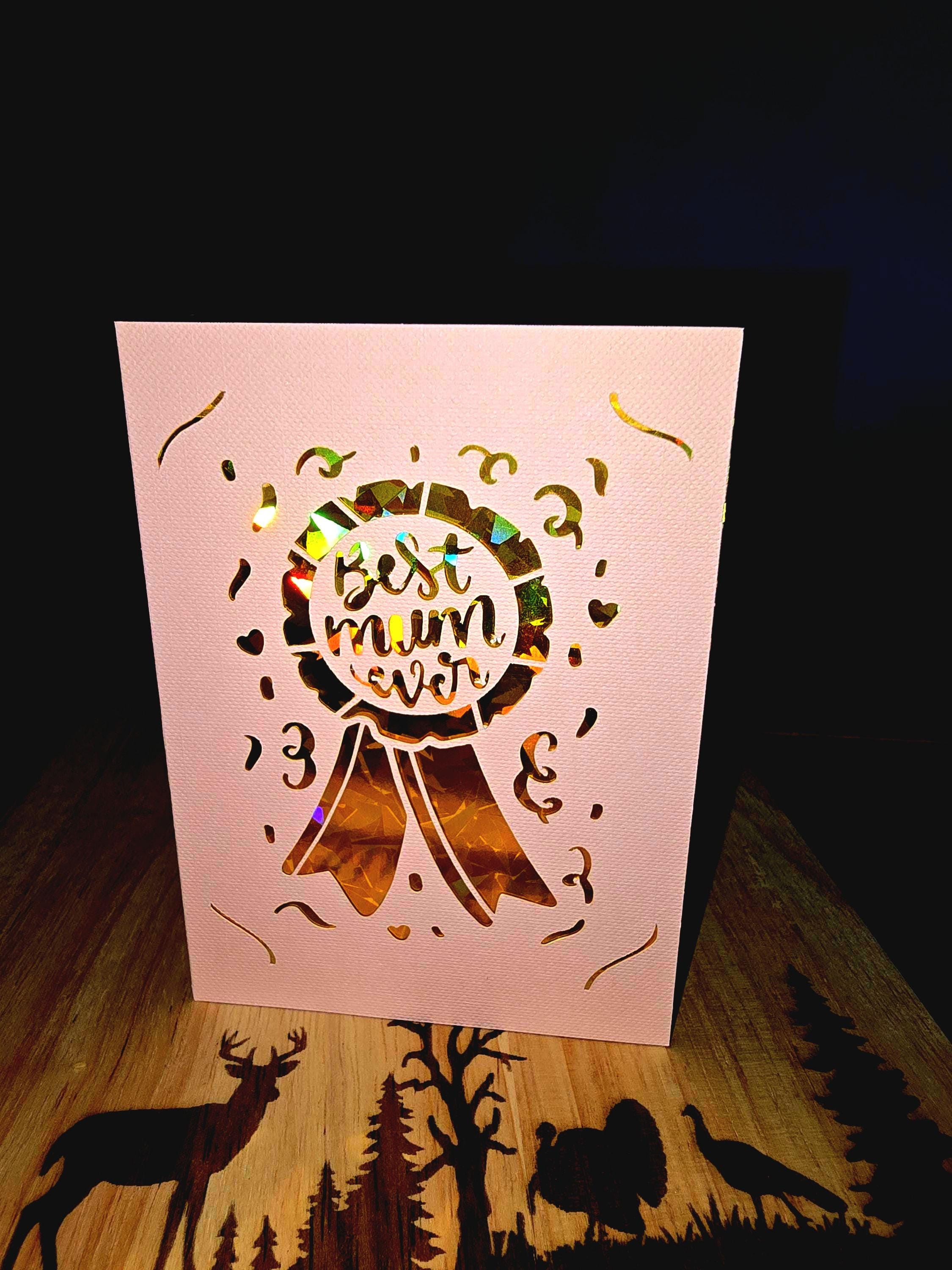 Laser-Cut Mum Card: Handmade Cardstock Greeting