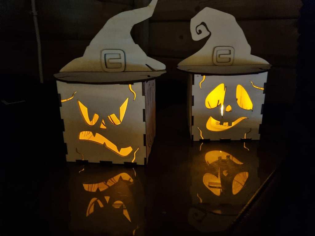 Handmade Halloween Mad Hatters with LED Candle