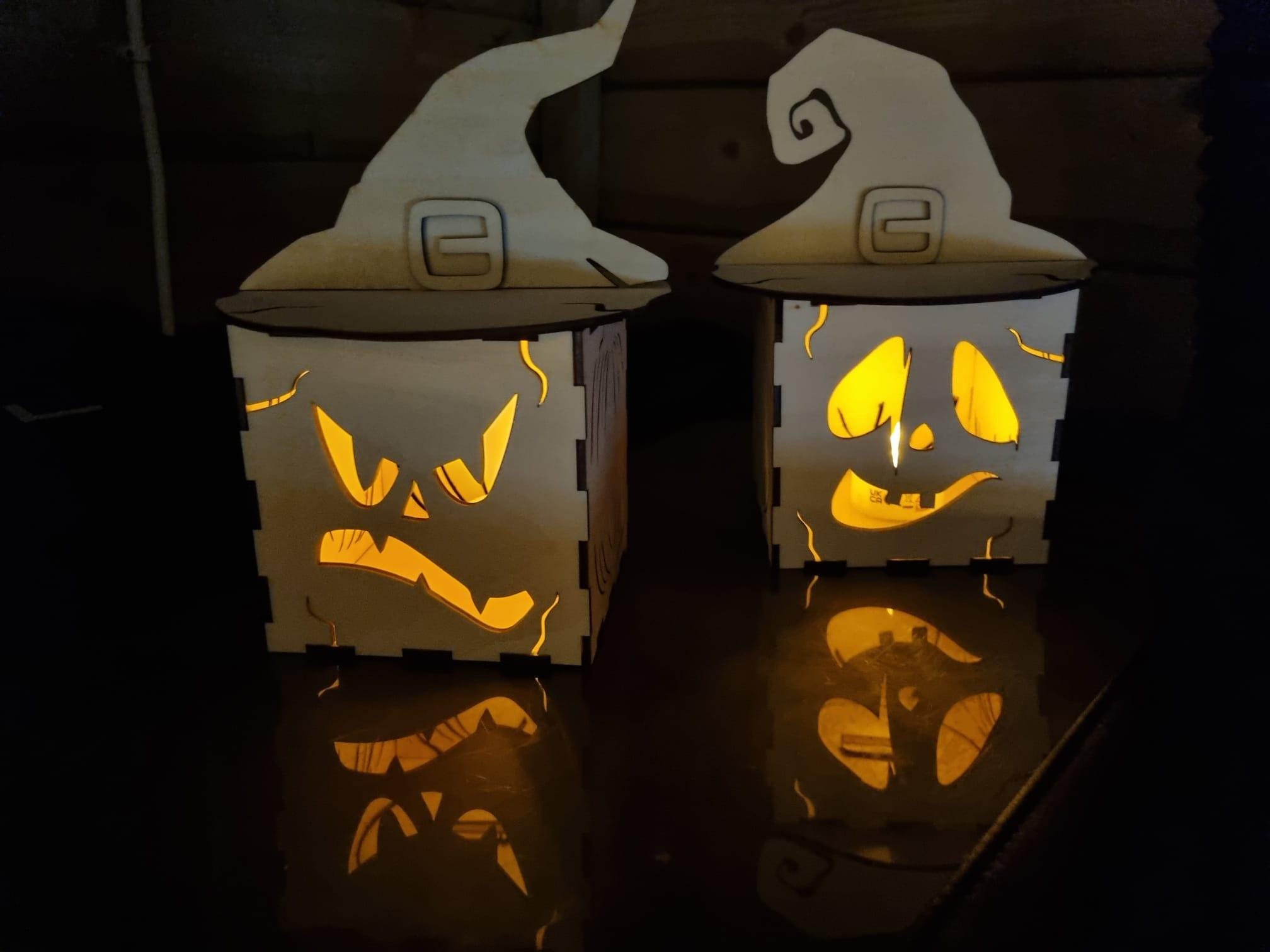 Handmade Halloween Mad Hatters with LED Candle