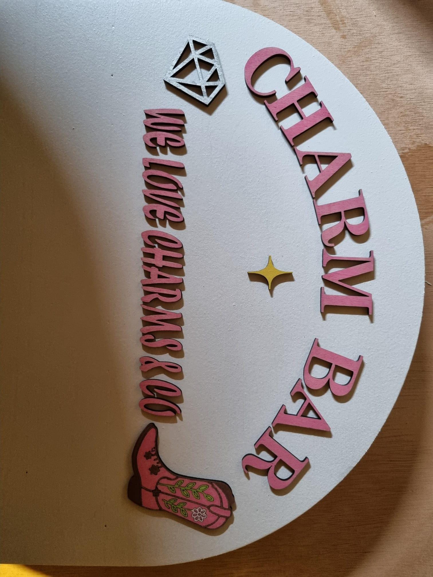 Handmade Wooden Charm Bar: Custom Logo Display Stand