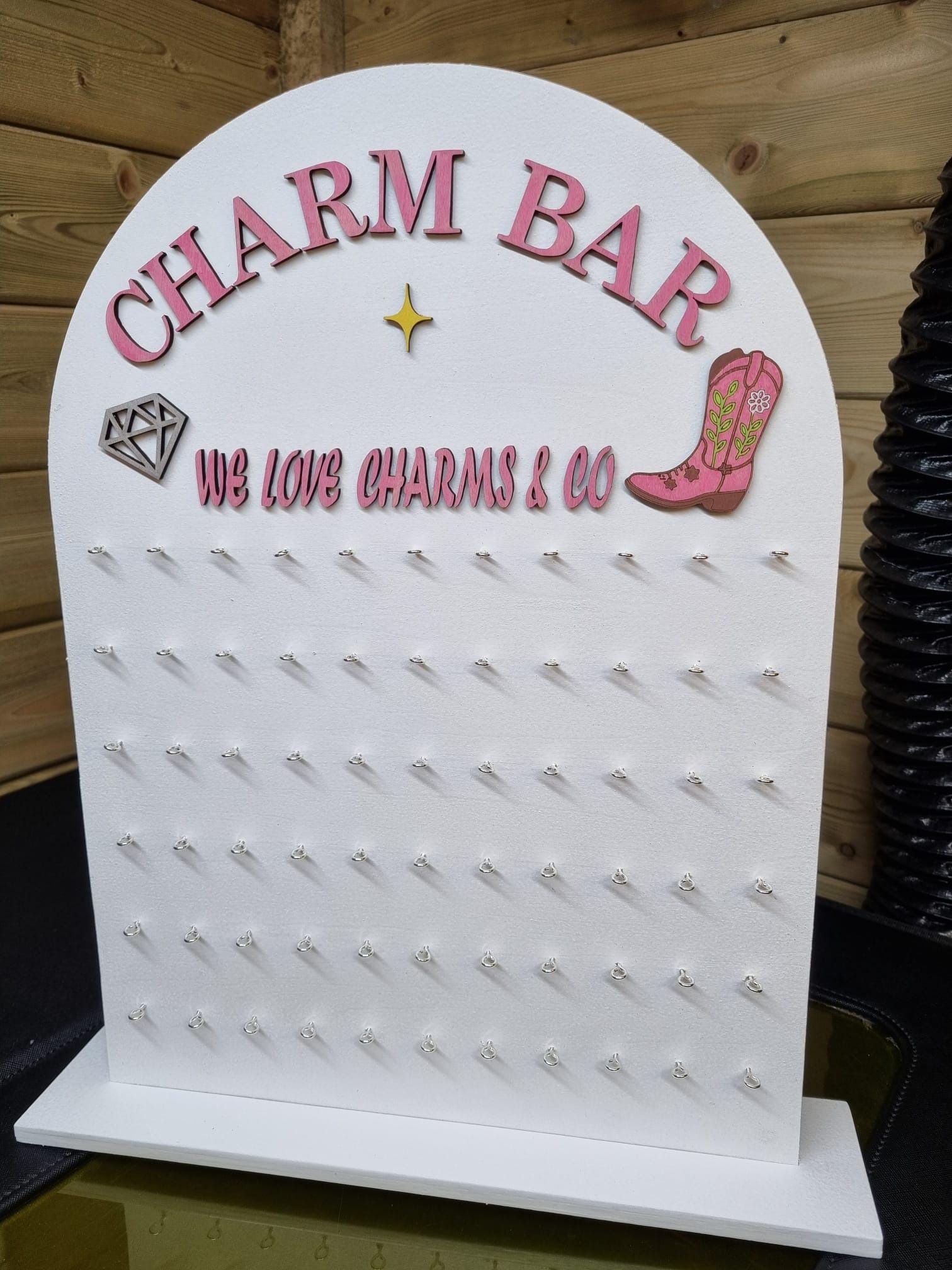 Handmade Wooden Charm Bar: Custom Logo Display Stand