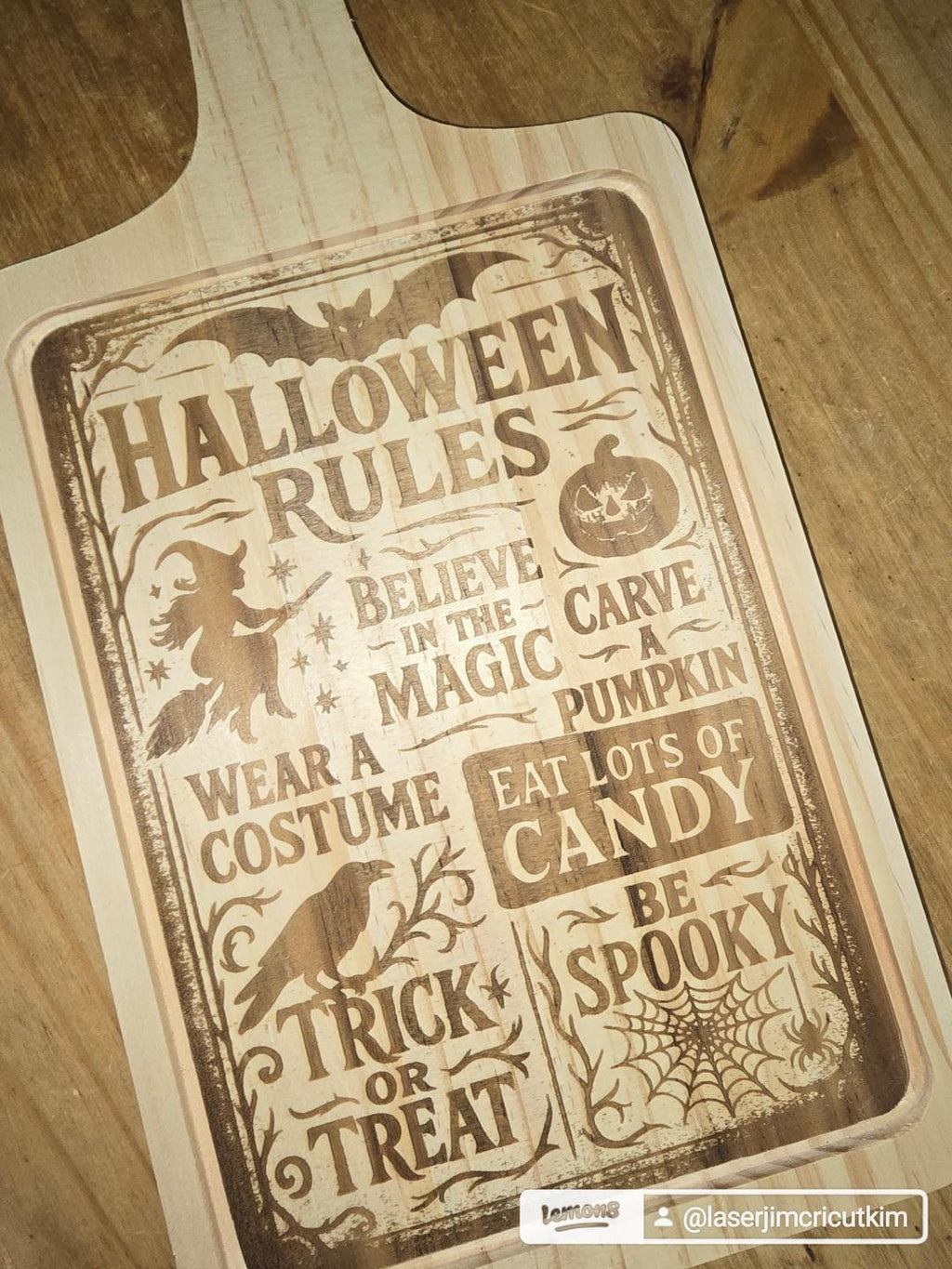 Halloween Rules Wooden Chopping Board