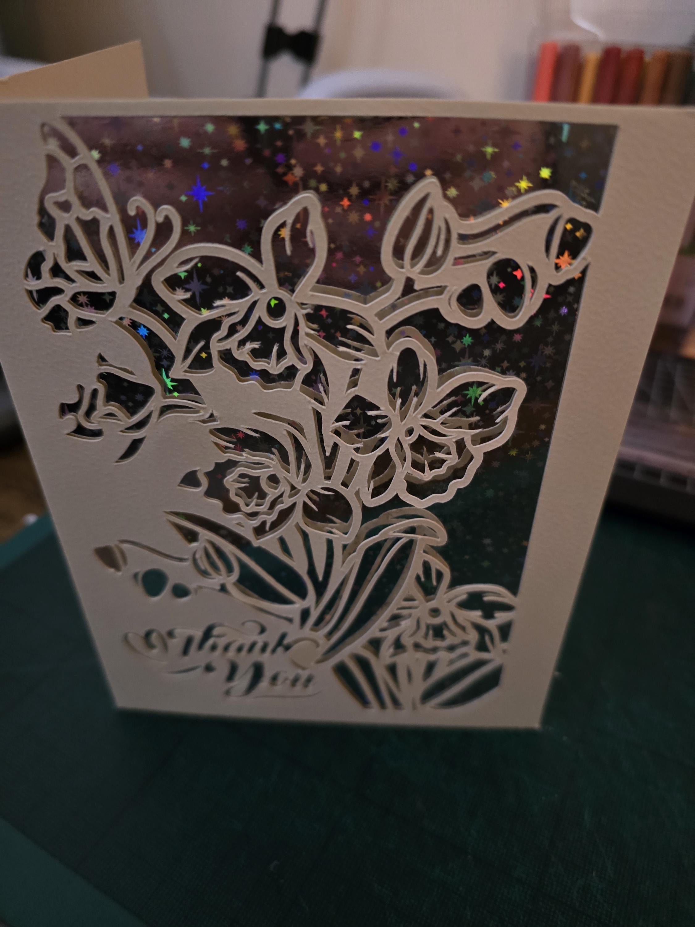 Thank You Flower Card with Star Background