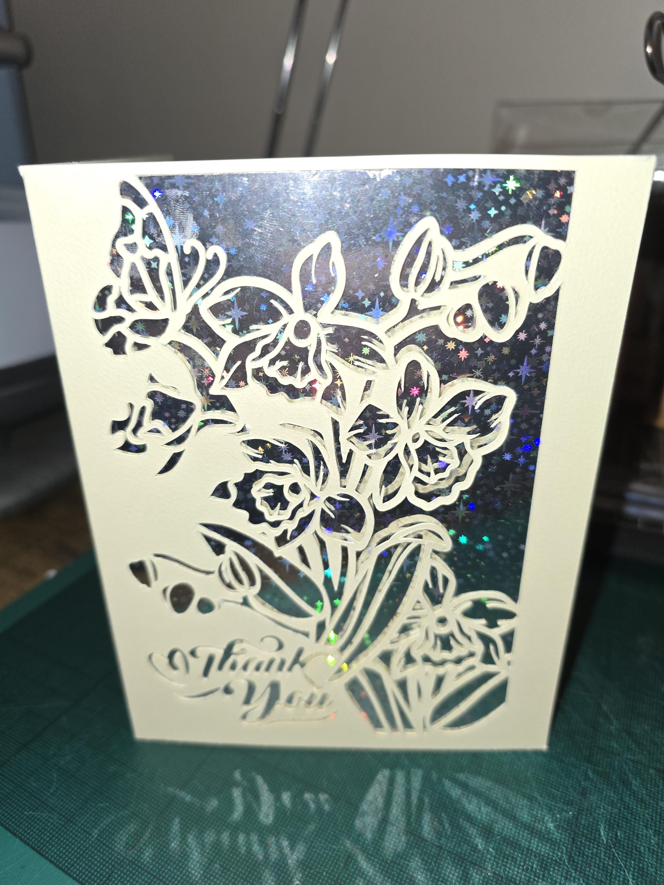 Thank You Flower Card with Star Background