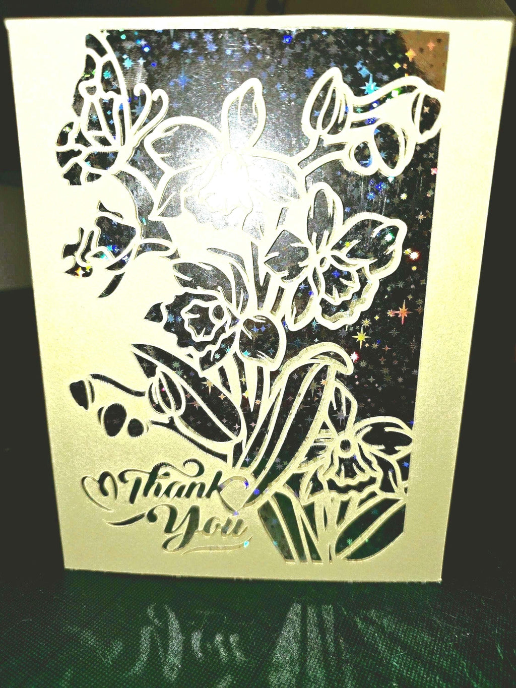 Thank You Flower Card with Star Background