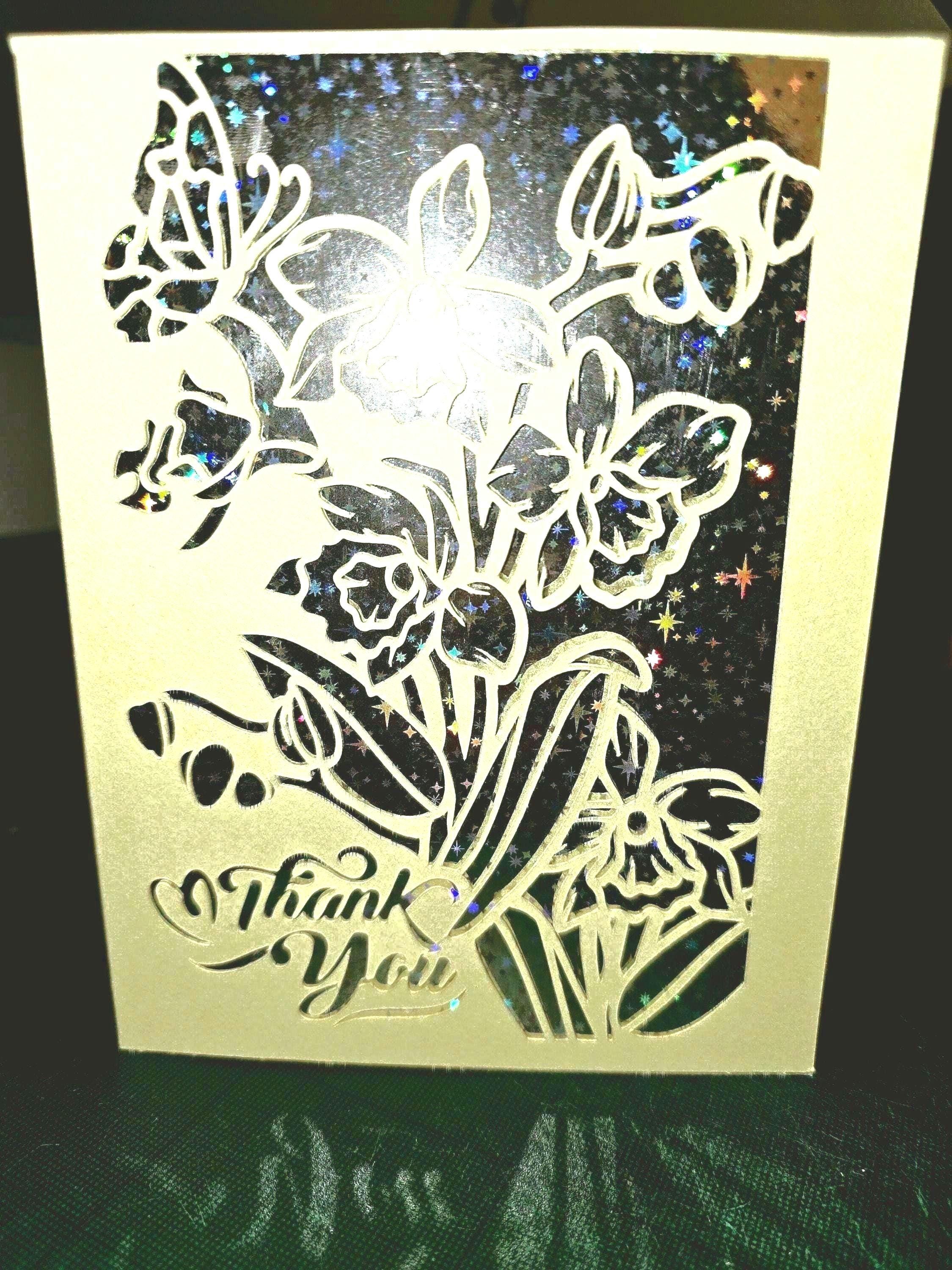 Thank You Flower Card with Star Background