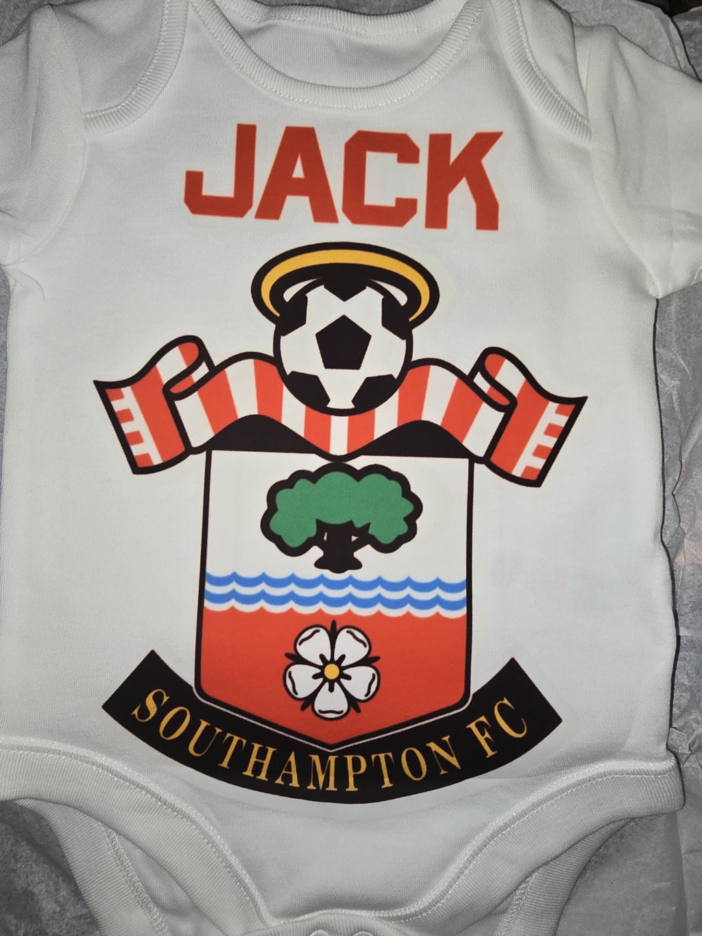 Personalised Football Baby Grows Your Choice of Name and Team