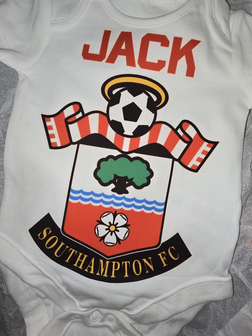 Personalised Football Baby Grows Your Choice of Name and Team