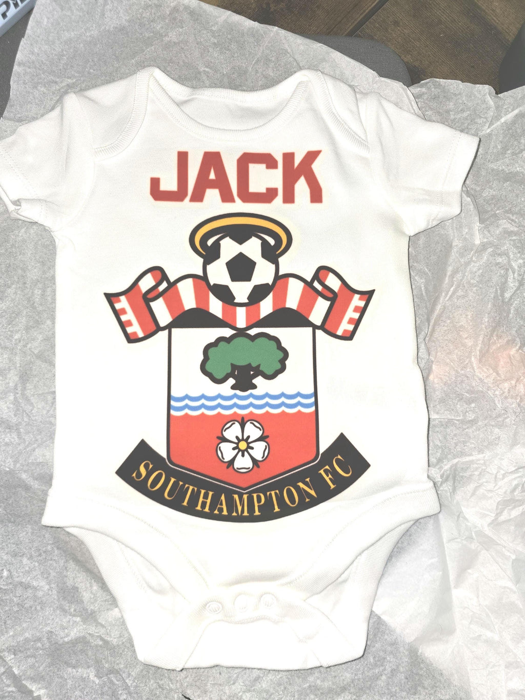 Personalised Football Baby Grows Your Choice of Name and Team