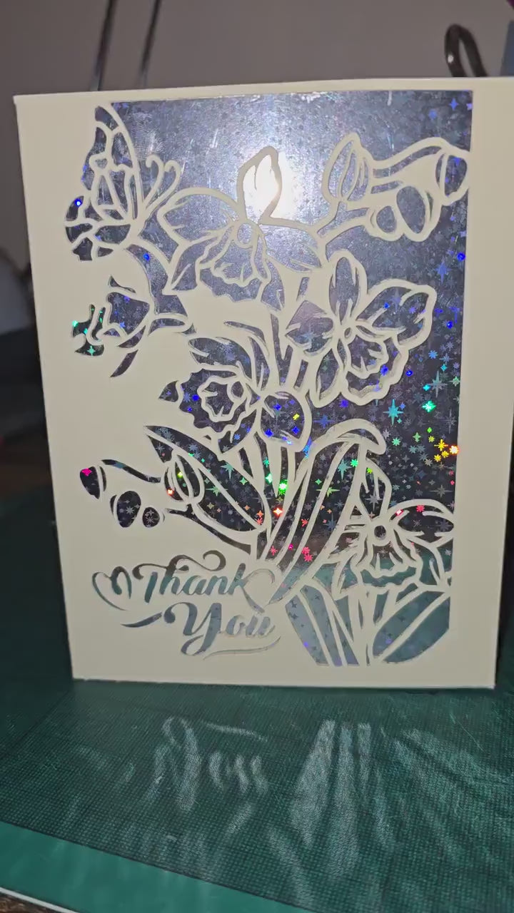 Thank You Flower Card with Star Background