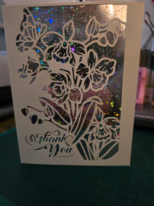 Handmade Floral Thank You Card | Laser Cut Thank You Card | Elegant Greeting Card | Handmade Appreciation Card