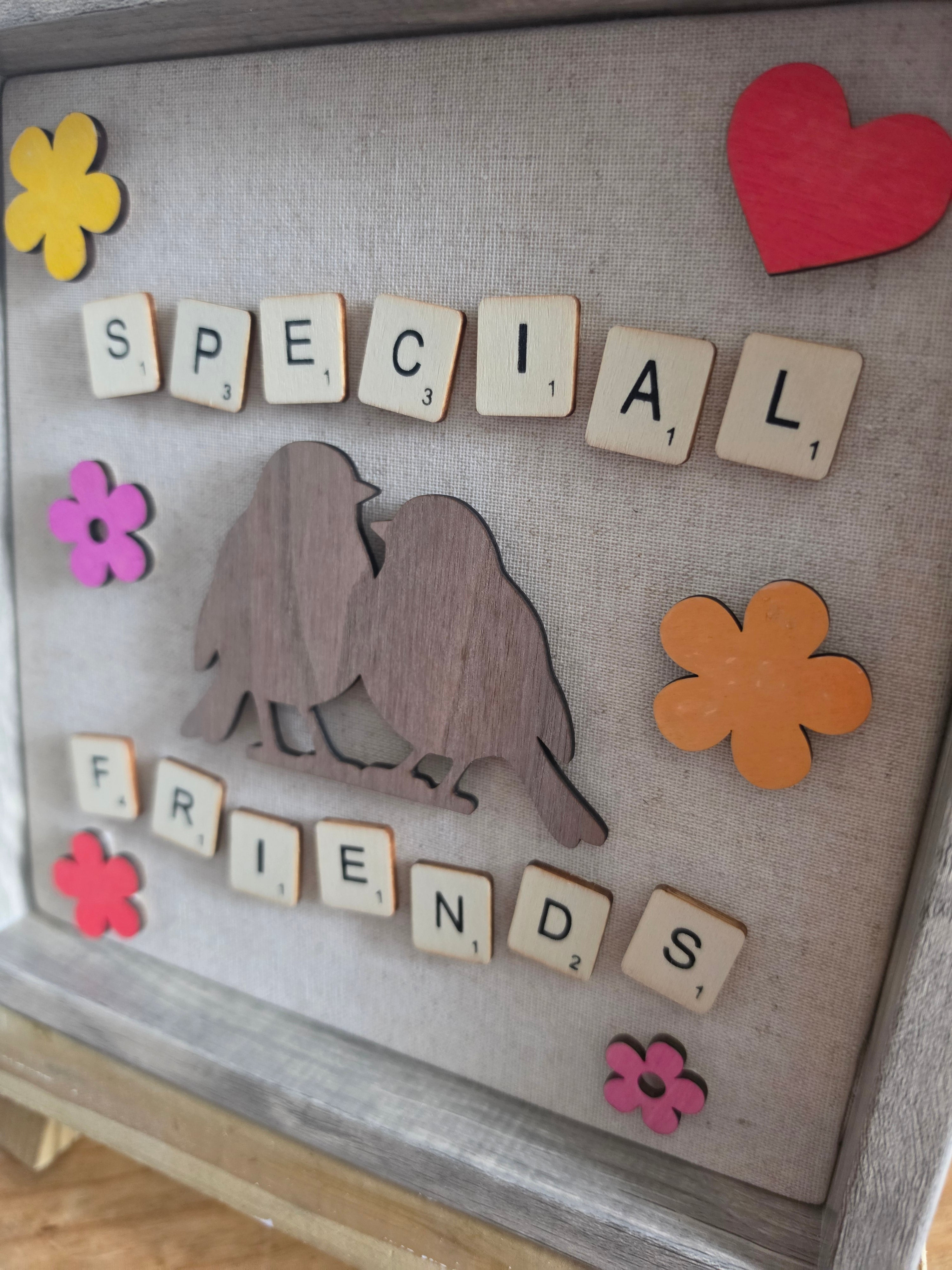 Handmade Special Friends Wooden Shadow Box Frame | Friendship Gift | Scrabble Style Keepsake | Home Décor