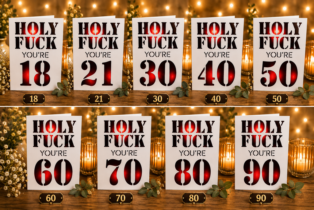 Funny Milestone Birthday Card | Handmade "Holy Fk You're…" Birthday Card | 18th, 21st, 30th, 40th, 50th, 60th, 70th, 80th & 90th Birthday Card**