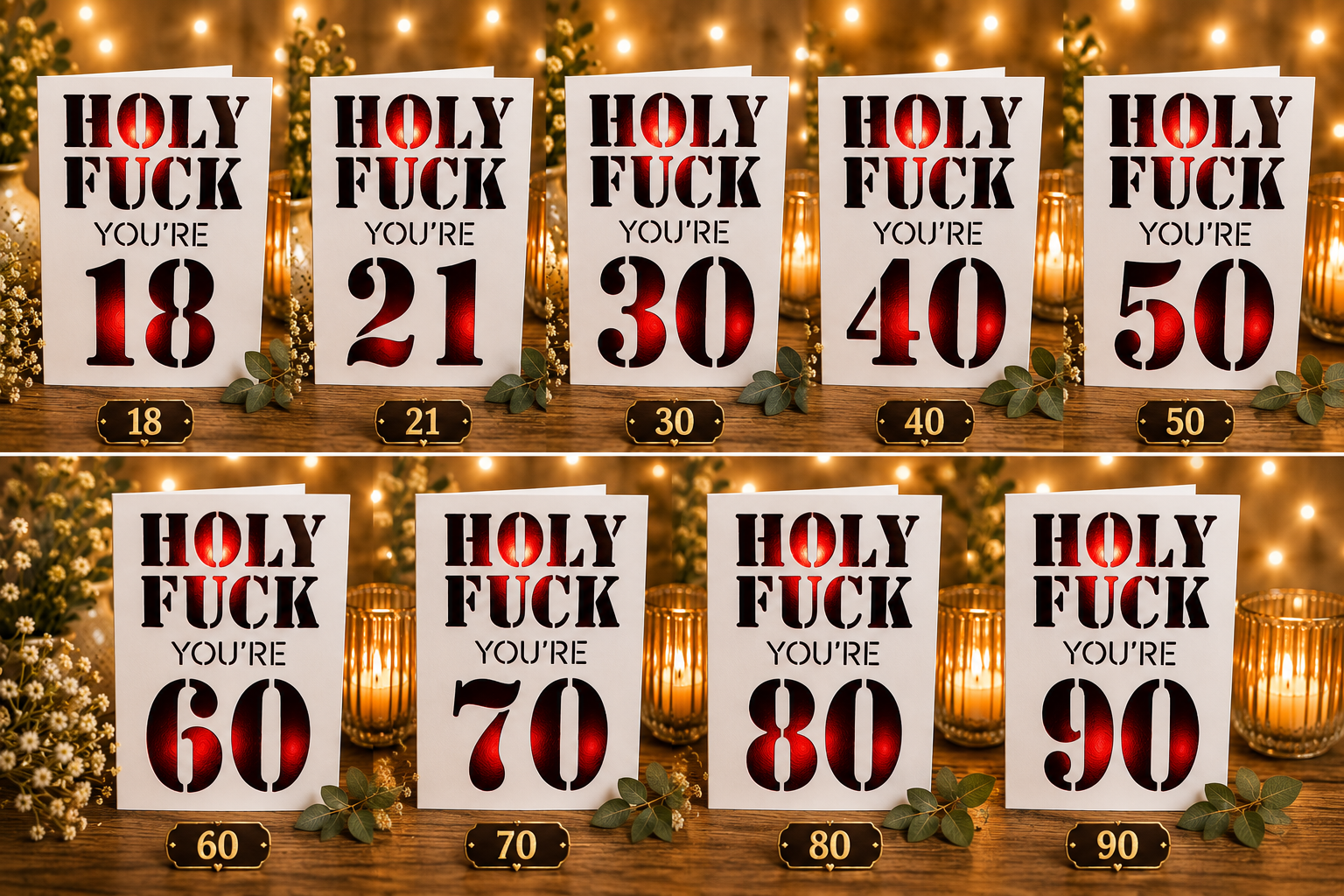 Funny Milestone Birthday Card | Handmade "Holy Fk You're…" Birthday Card | 18th, 21st, 30th, 40th, 50th, 60th, 70th, 80th & 90th Birthday Card**