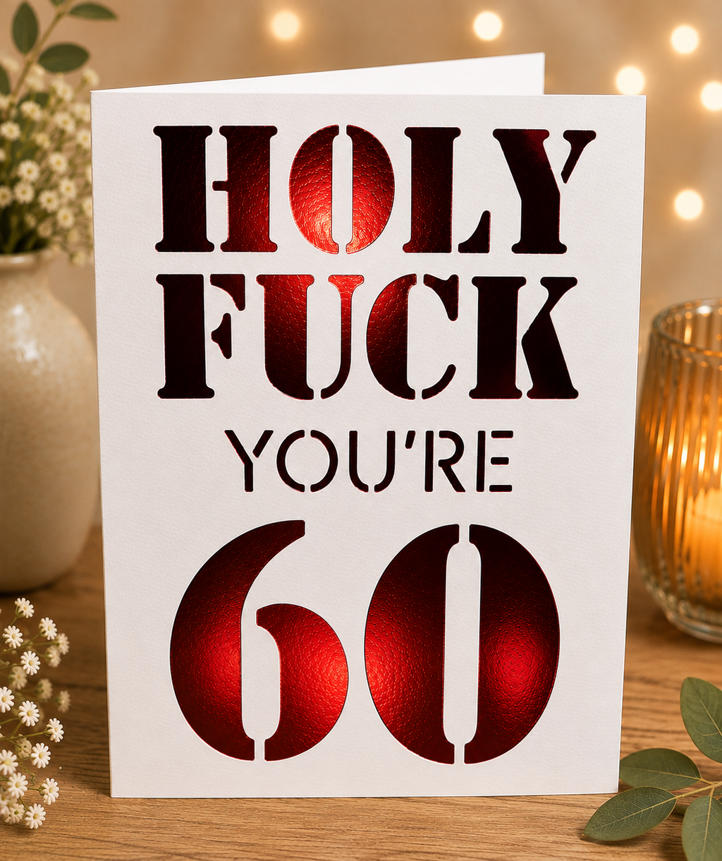 Funny Milestone Birthday Card | Handmade "Holy Fk You're…" Birthday Card | 18th, 21st, 30th, 40th, 50th, 60th, 70th, 80th & 90th Birthday Card**