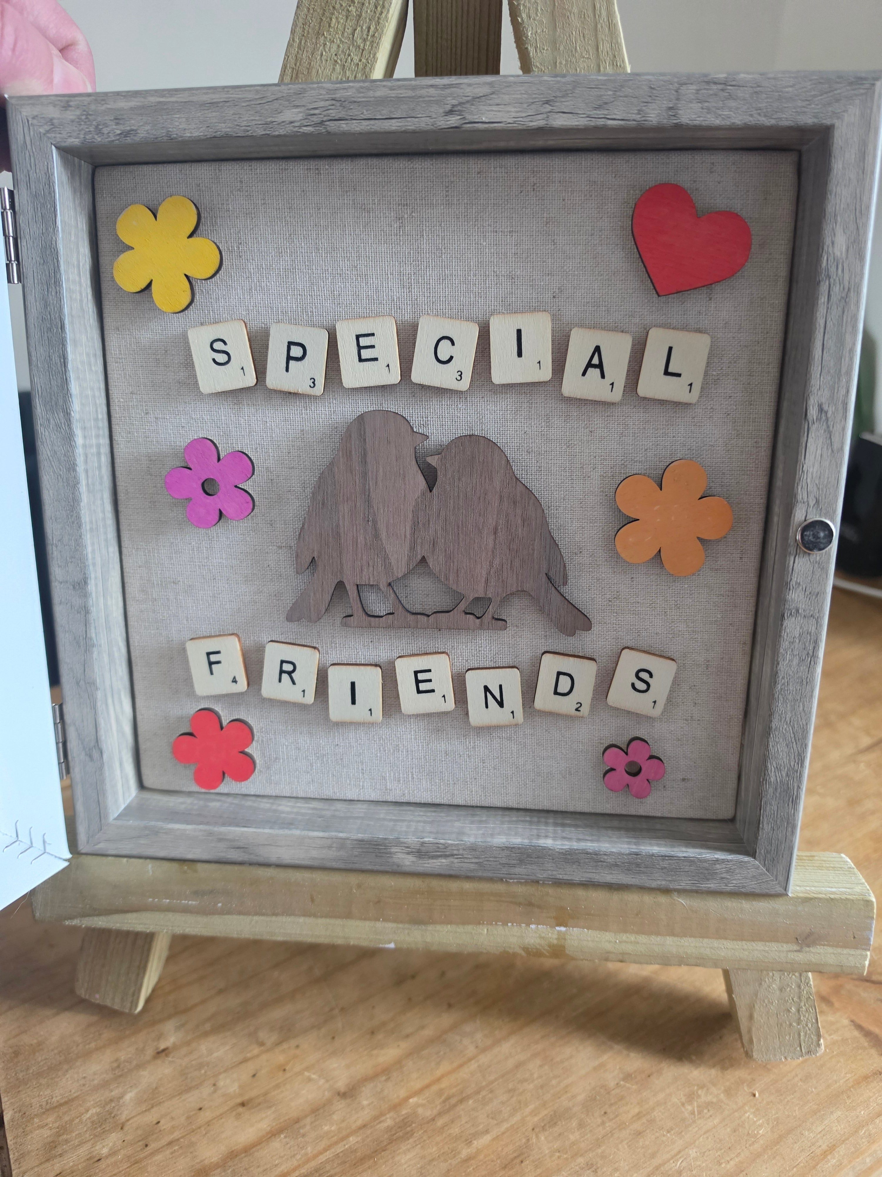 Handmade Special Friends Wooden Shadow Box Frame | Friendship Gift | Scrabble Style Keepsake | Home Décor