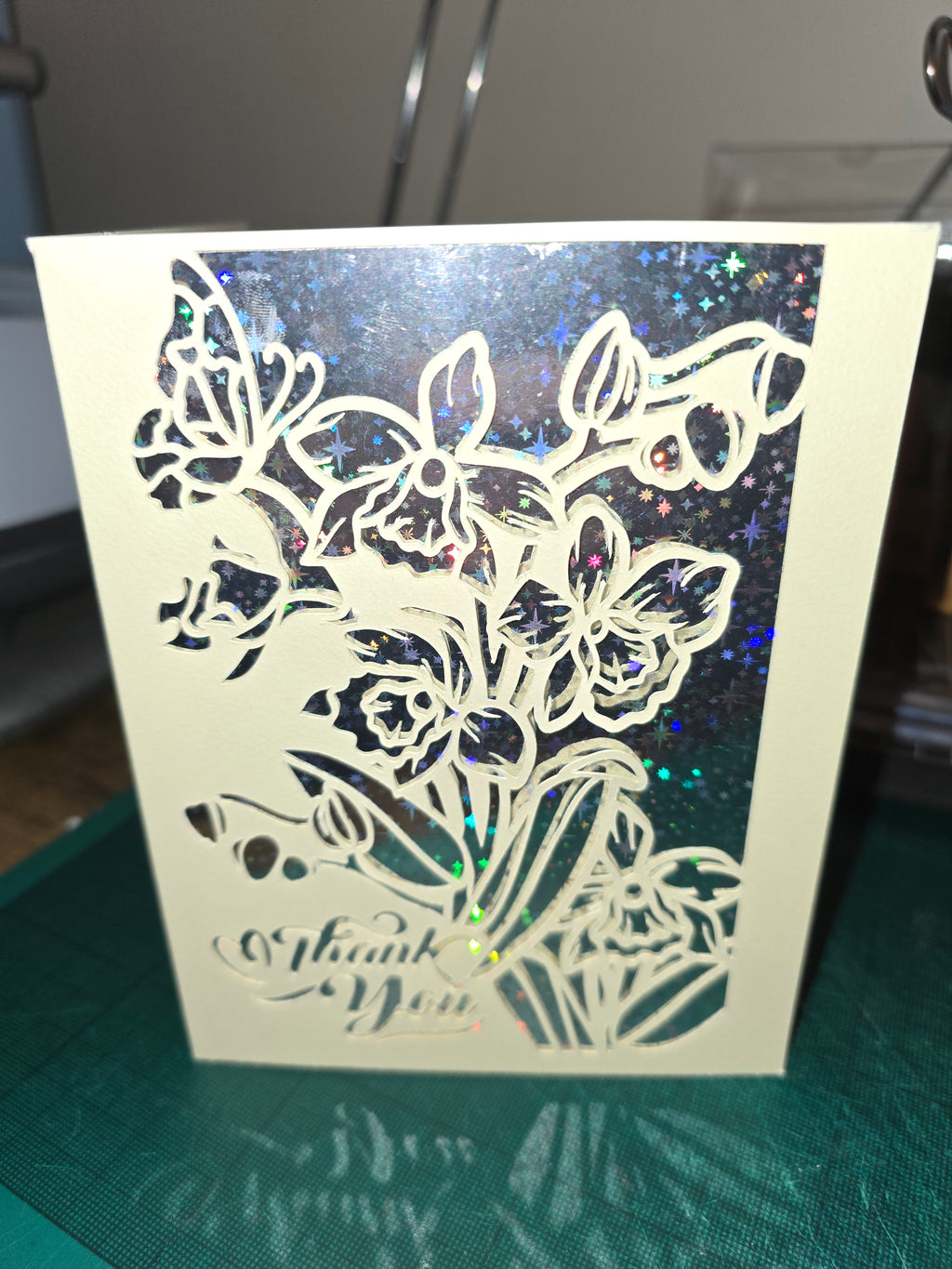 Handmade Floral Thank You Card | Laser Cut Thank You Card | Elegant Greeting Card | Handmade Appreciation Card
