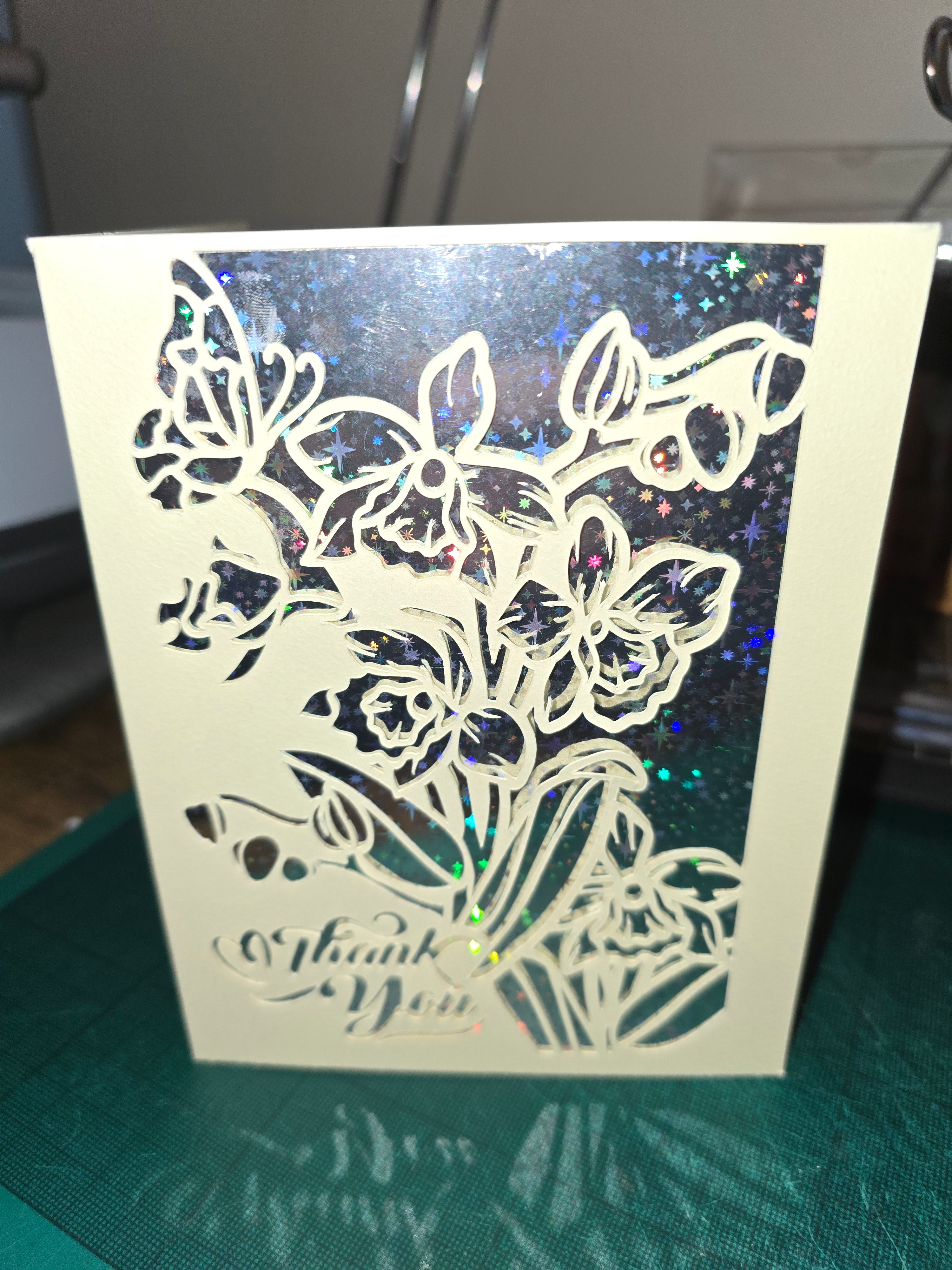 Handmade Floral Thank You Card | Laser Cut Thank You Card | Elegant Greeting Card | Handmade Appreciation Card