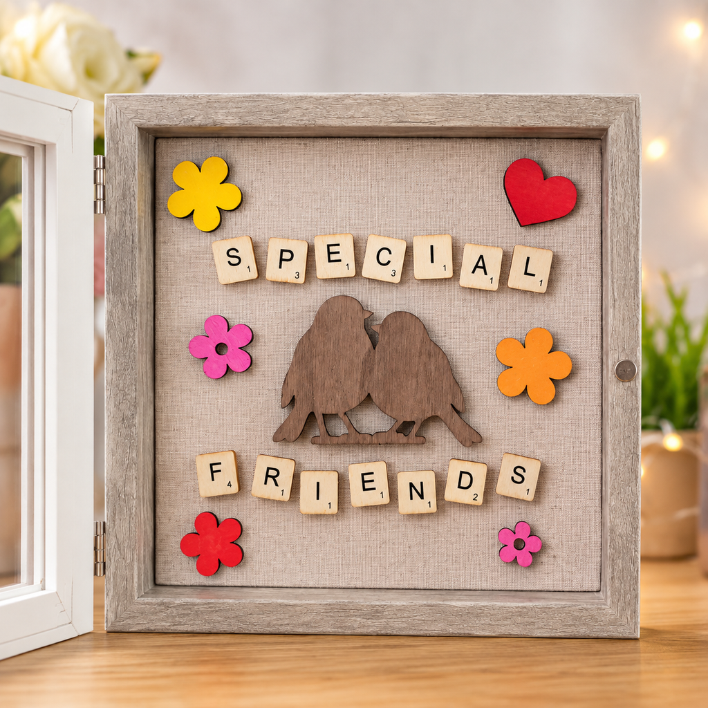 Handmade Special Friends Wooden Shadow Box Frame | Friendship Gift | Scrabble Style Keepsake | Home Décor