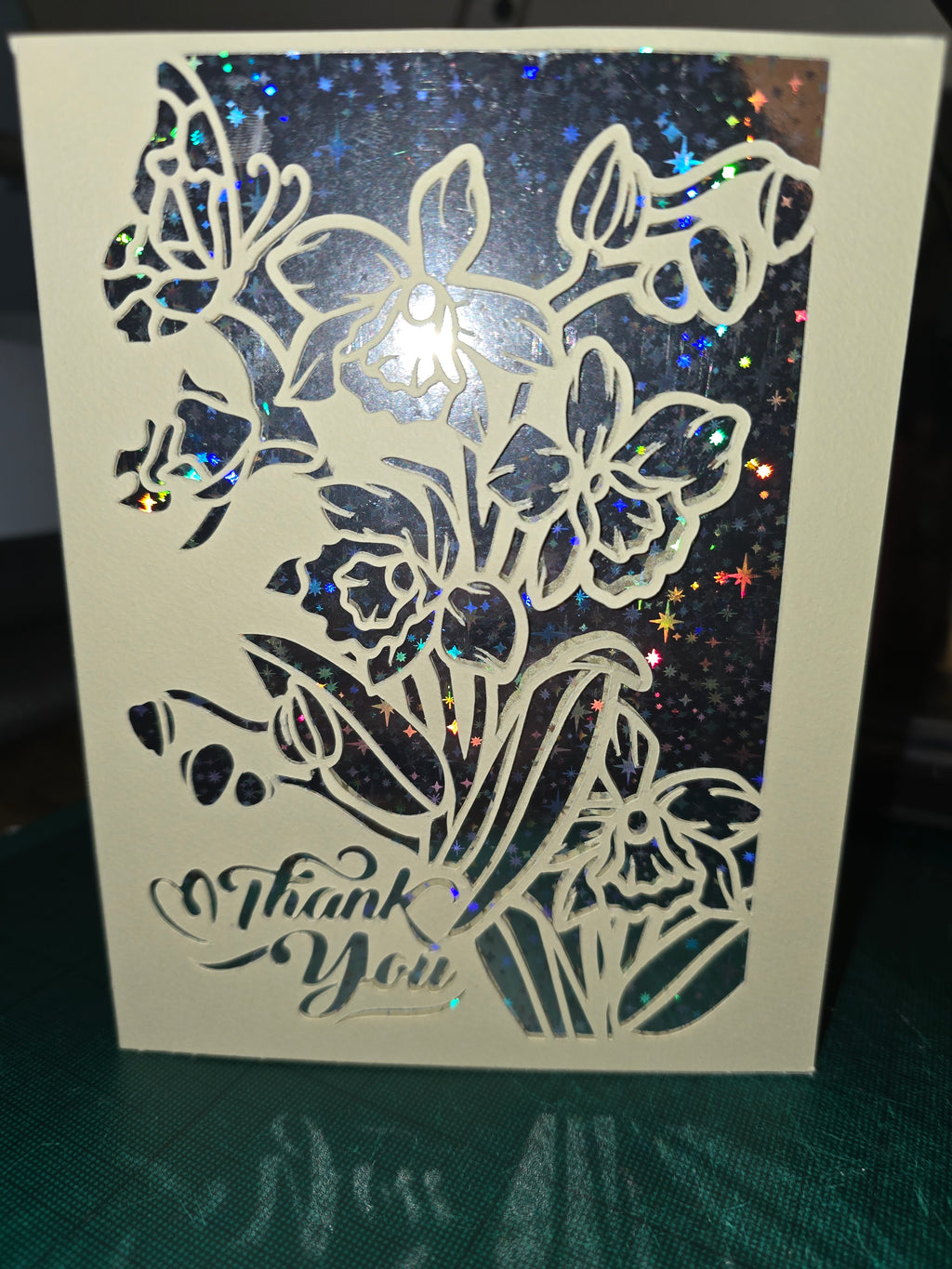 Handmade Floral Thank You Card | Laser Cut Thank You Card | Elegant Greeting Card | Handmade Appreciation Card