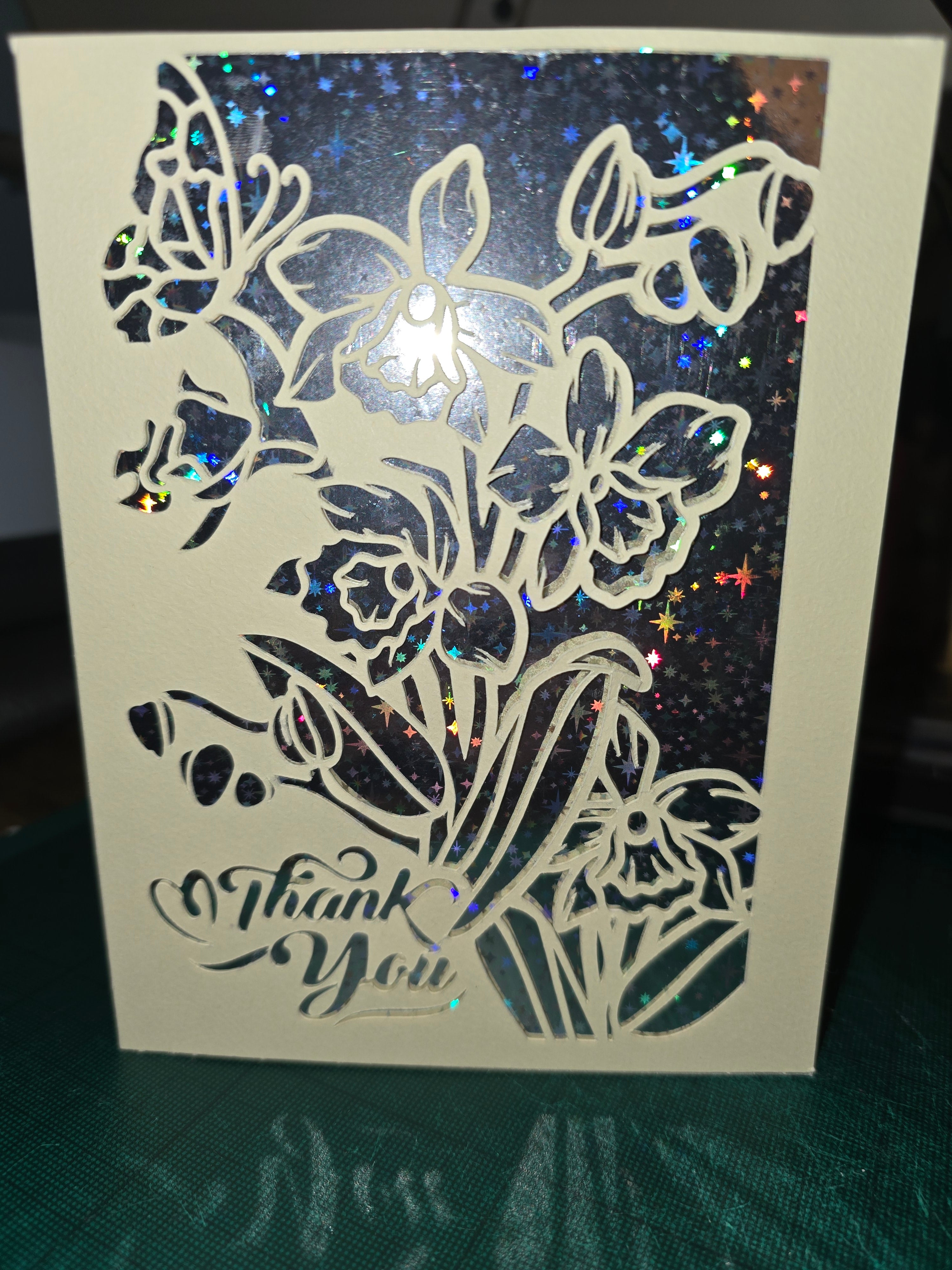 Handmade Floral Thank You Card | Laser Cut Thank You Card | Elegant Greeting Card | Handmade Appreciation Card