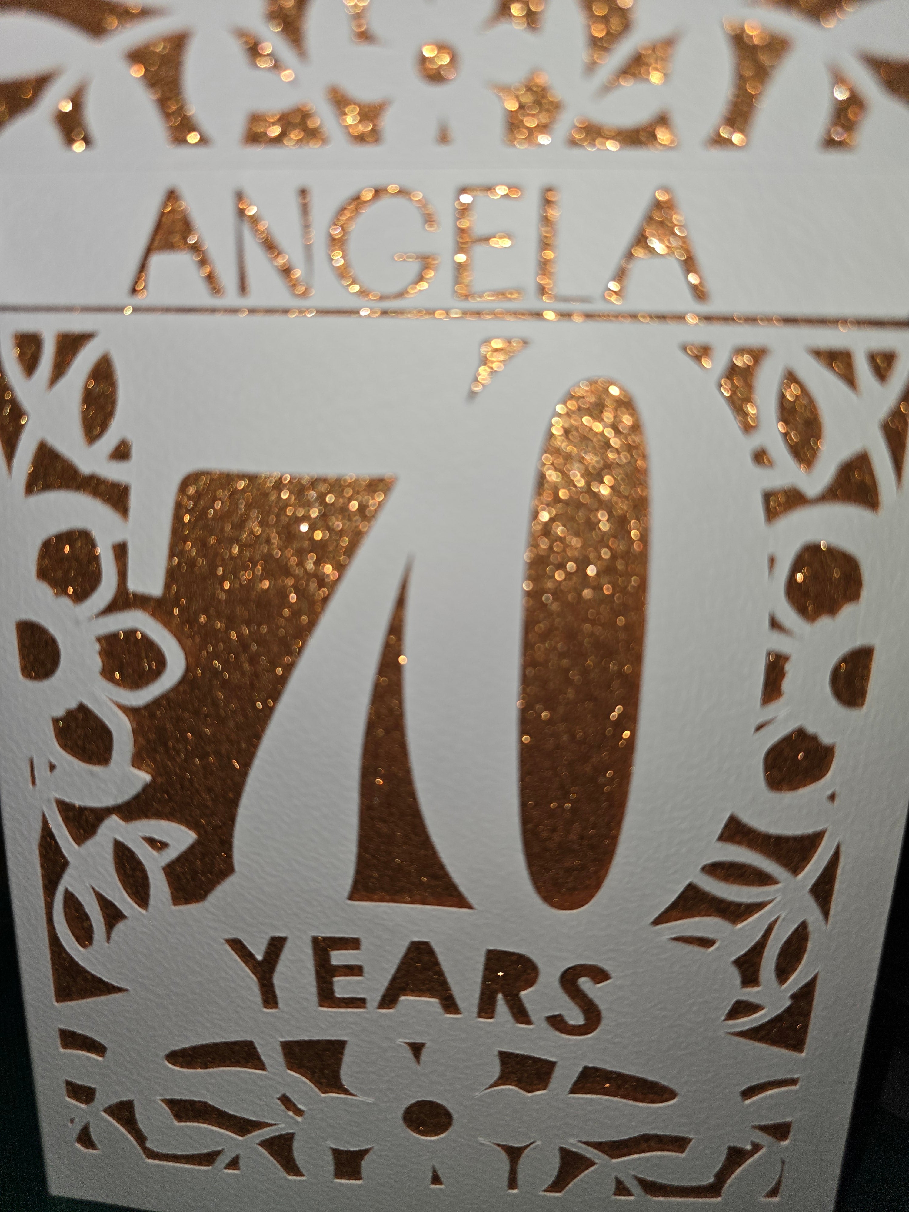 Personalised 70th Birthday Handmade Card | Laser Cut Milestone Birthday Card | Custom 70 Years Greeting Card