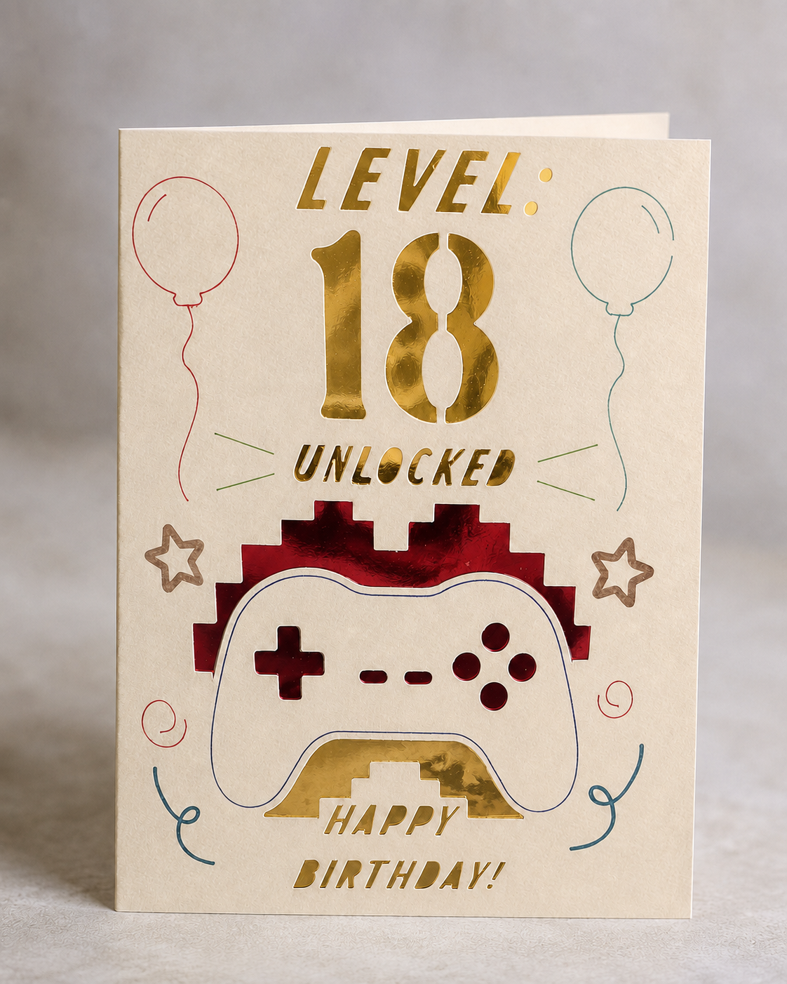 Handmade Level 18 Unlocked Gaming Birthday Card | 18th Birthday Card for Gamers