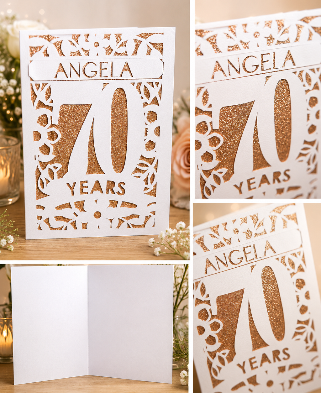 Personalised 70th Birthday Handmade Card | Laser Cut Milestone Birthday Card | Custom 70 Years Greeting Card