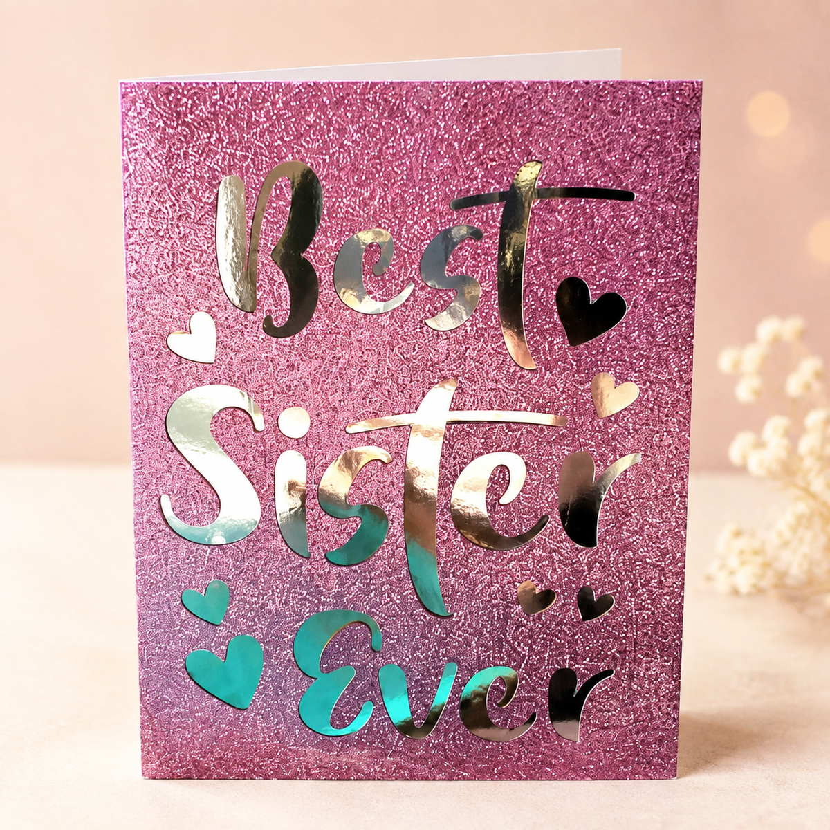 Handmade Floral Birthday Card, Sister Ever