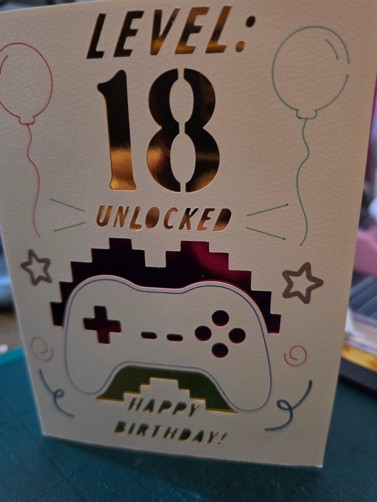 Handmade Level 18 Unlocked Gaming Birthday Card | 18th Birthday Card for Gamers