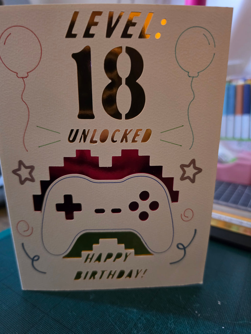 Handmade Level 18 Unlocked Gaming Birthday Card | 18th Birthday Card for Gamers