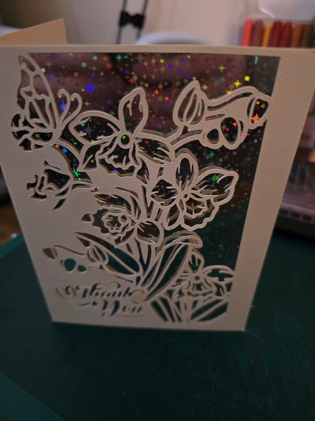 Handmade Floral Thank You Card | Laser Cut Thank You Card | Elegant Greeting Card | Handmade Appreciation Card