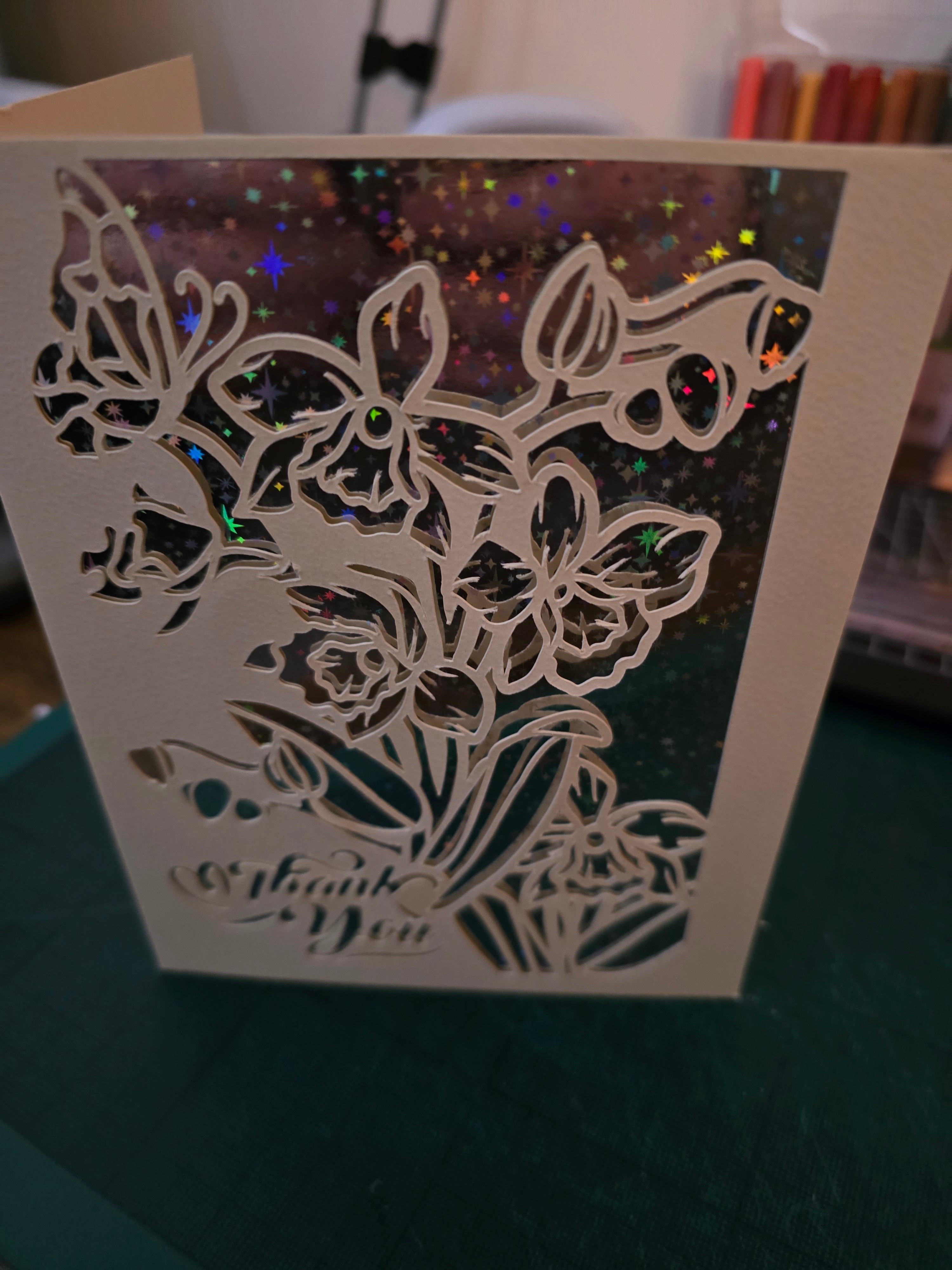 Handmade Floral Thank You Card | Laser Cut Thank You Card | Elegant Greeting Card | Handmade Appreciation Card